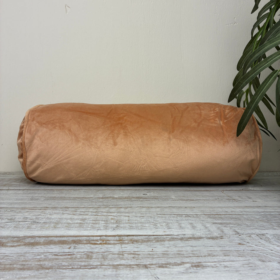 Unique Living Silia Nackenrolle Kissen Samt Altrosa Apricot