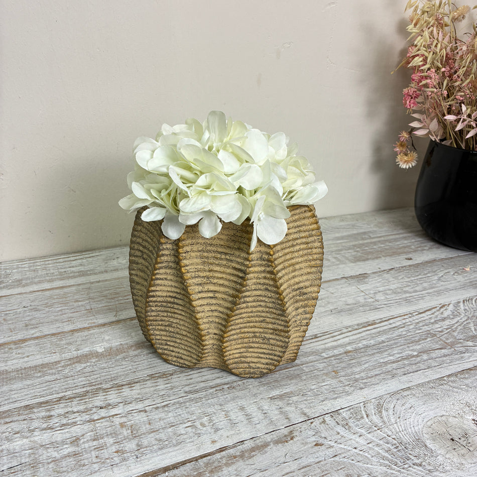 PTMD Pflanztopf Übertopf Tulpenform Keramik Beige Braun 18cm Natur Blumentopf