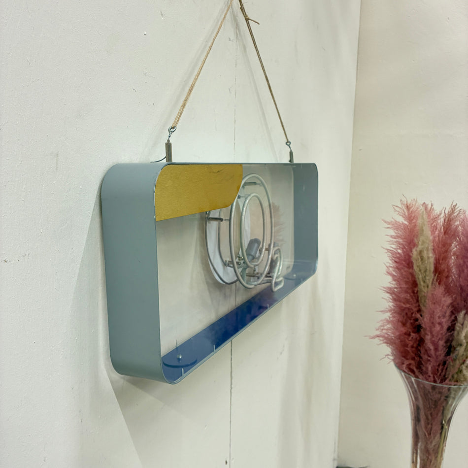 Neon Werbeschild O2 Blau Metall Plexiglas Neonreklame Gebraucht Vintage