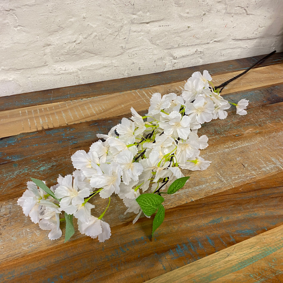 Kunstblume Kirschblüte weiß creme Kunststoff Zweig Deko