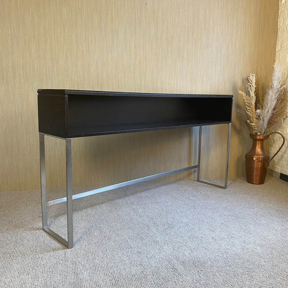 Konsole Chrom gebraucht dunkelbraun Holz Glas Tisch 170cm