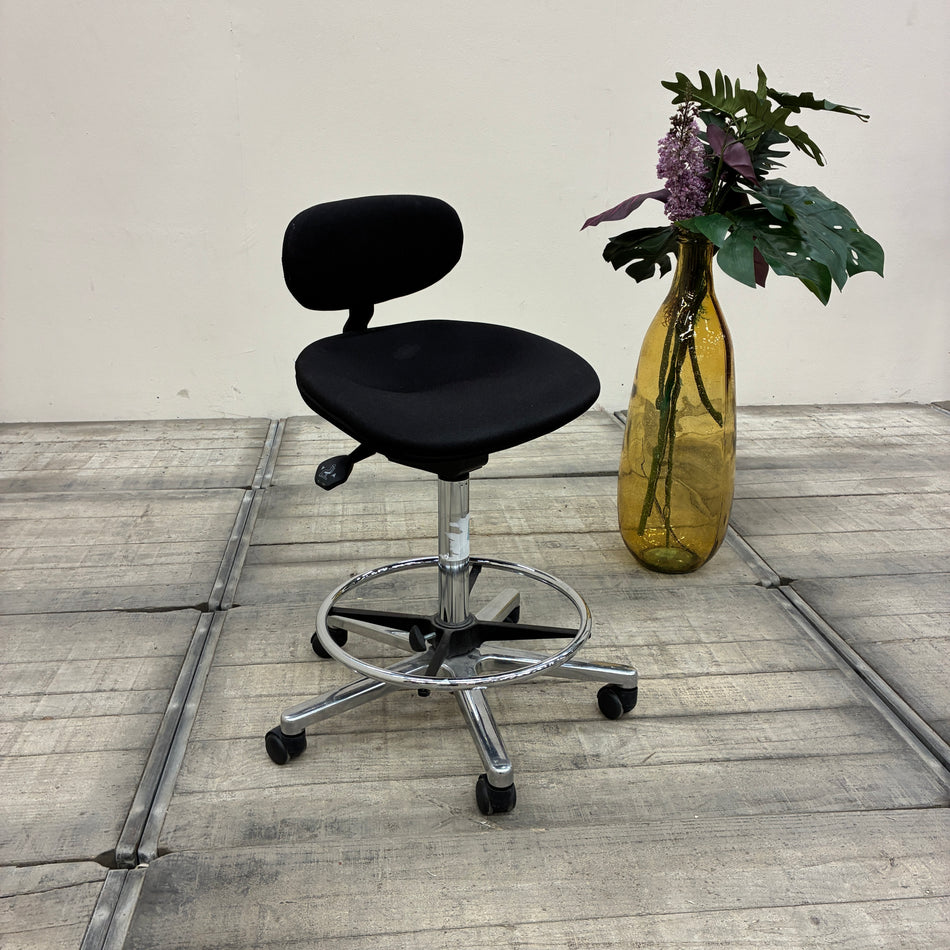 hjh OFFICE Arbeitshocker Bürostuhl Höhenverstellbar Fußring Schwarz Gebraucht