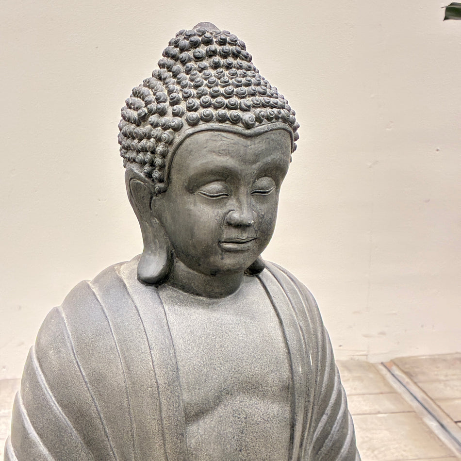 Buddha Figur Sitzender Buddha Skulptur Steinoptik Antrazit Deko Gebraucht