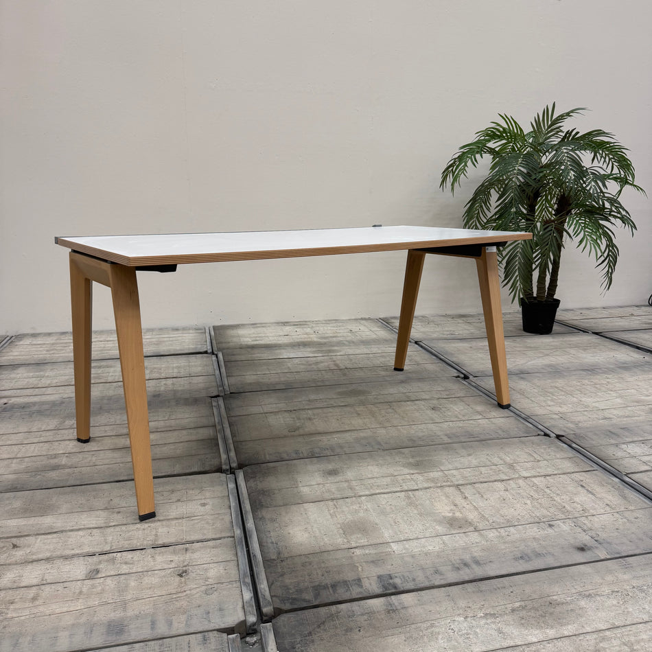 Schreibtisch Weiß Holz Büro Tisch 160x80 Arbeitsplatz Gebraucht