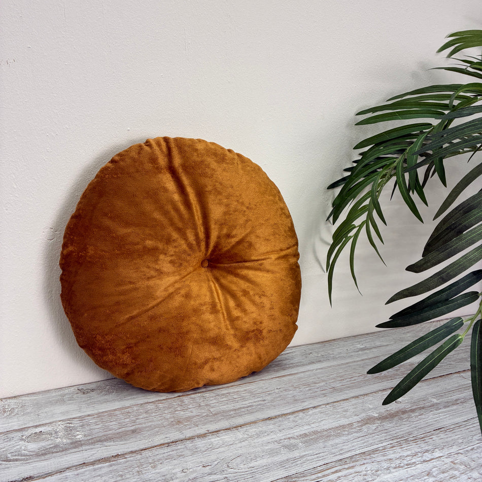 Dekokissen rund Braun 38cm Stoff Kissen Neuware