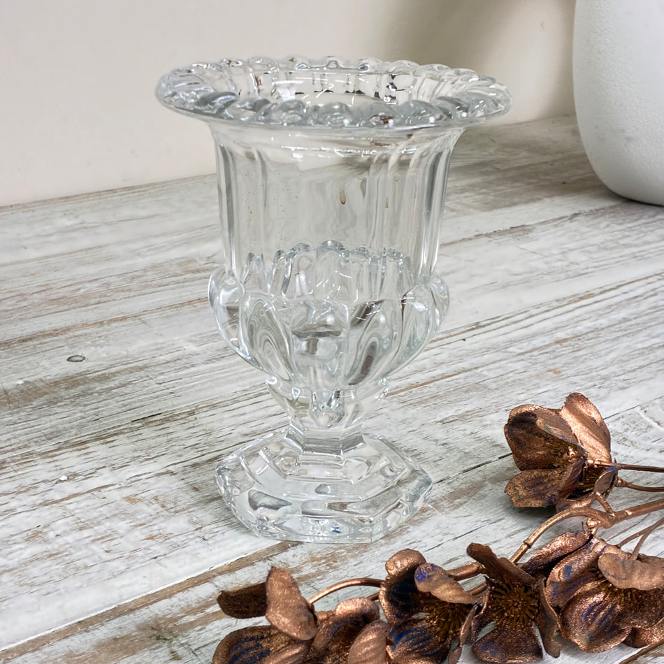 Glasvase Pressglas Pokalform Windlicht Klarglas Transparent Vase Gefäß Gebraucht