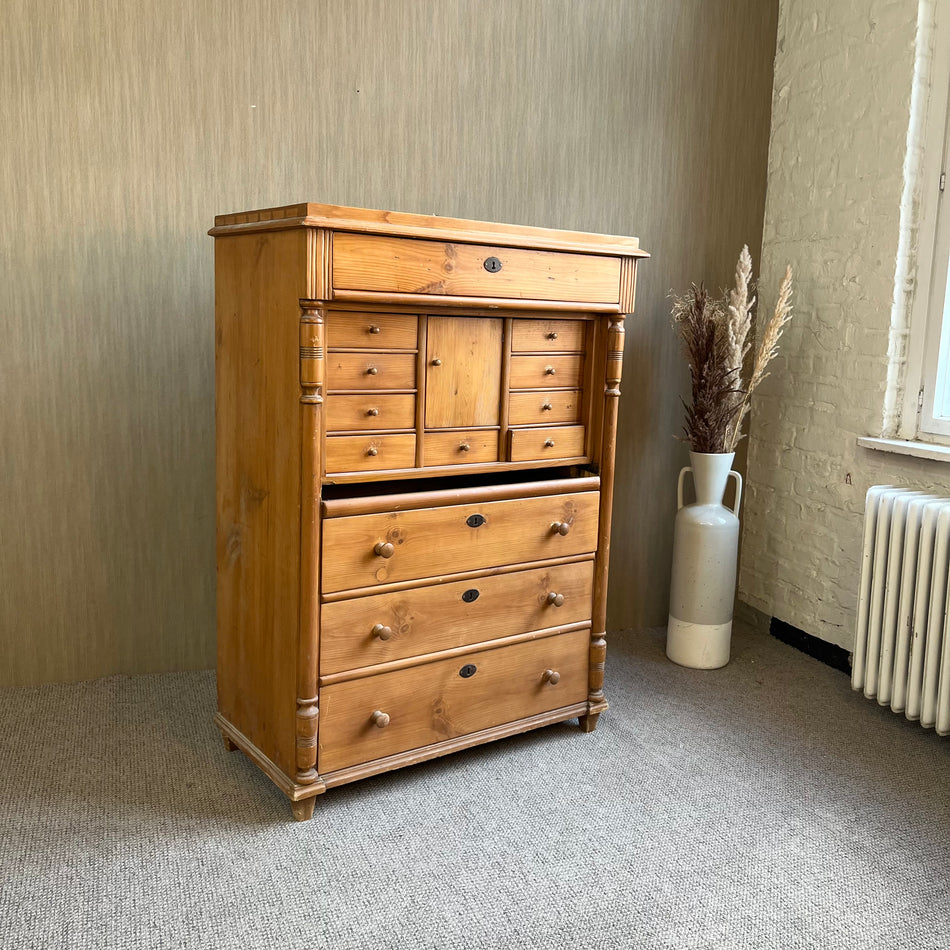 Vintage Sekretär antik braun Massivholz Schublade Schrank