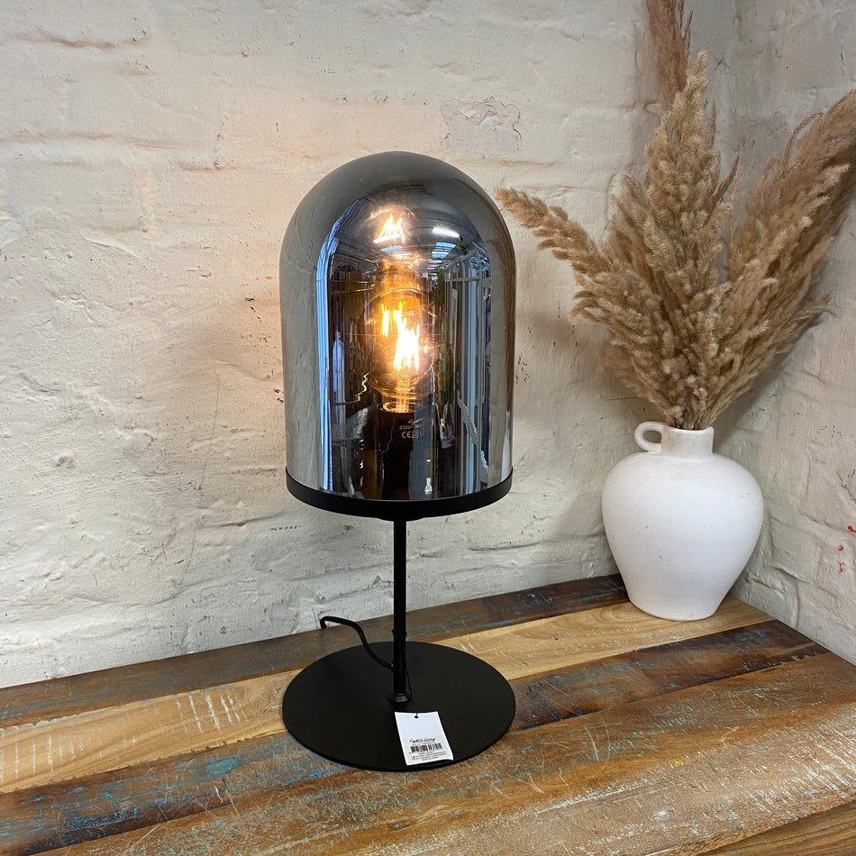 Maverick Tischlampe silbern Rauchglas E27 Lampe