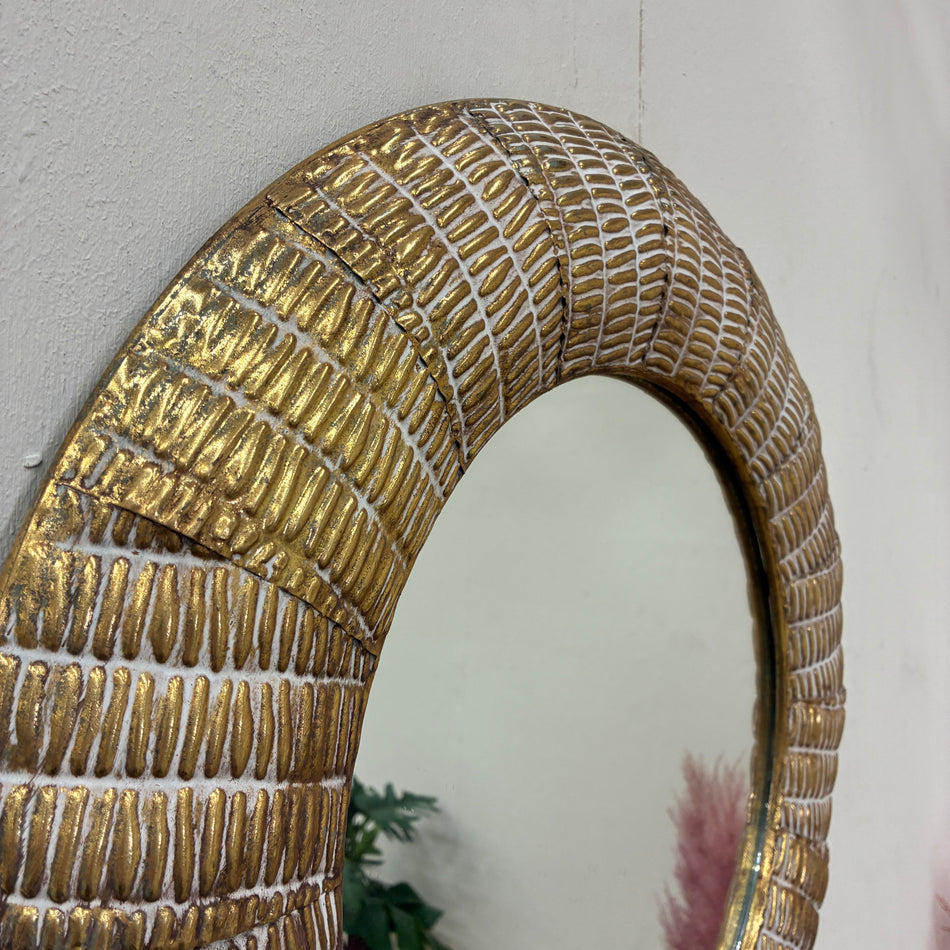 Round metal wall mirror 58cm gold mirror
