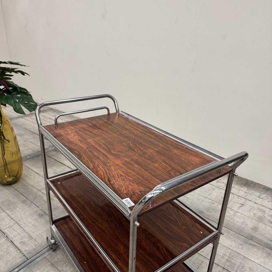 Servierwagen Servierboy Küchenwagen Chrom Holzoptik Gastro Gebraucht