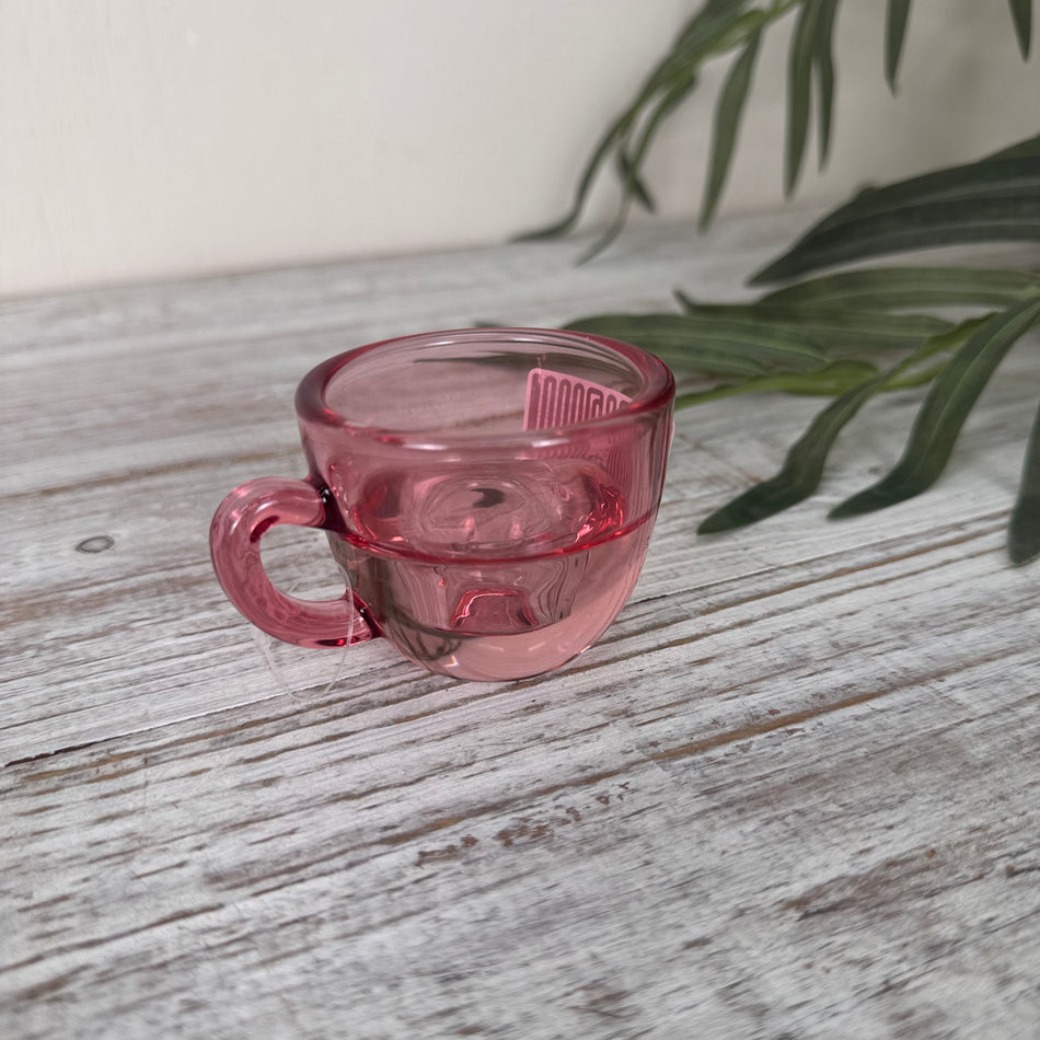 Espresso Tasse Teelichthalter Rosa Glas Deko