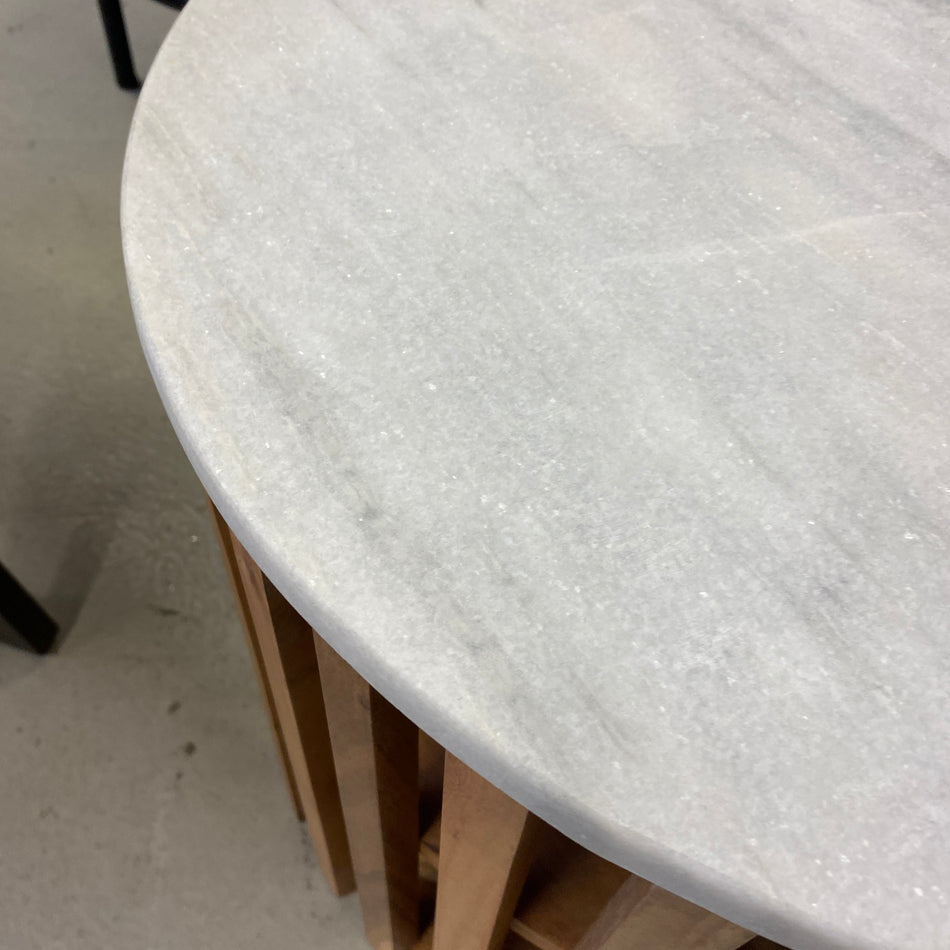 Sunset Couchtisch 50cm  Mangoholz Massiv / Weißer Marmor