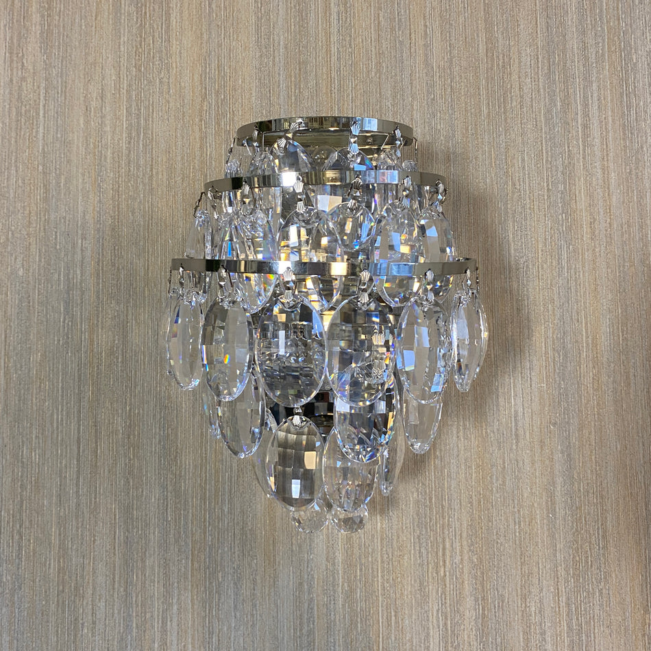 Chrom Wandleuchte mit Kristallbehang – Lampe Sultan Wandlampe