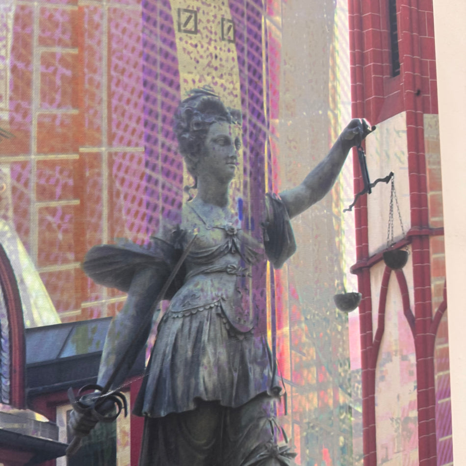 Wandbild 90x90 - Frankfurt Römerberg & Justitia - Fotodruck auf Leinwand Gebraucht