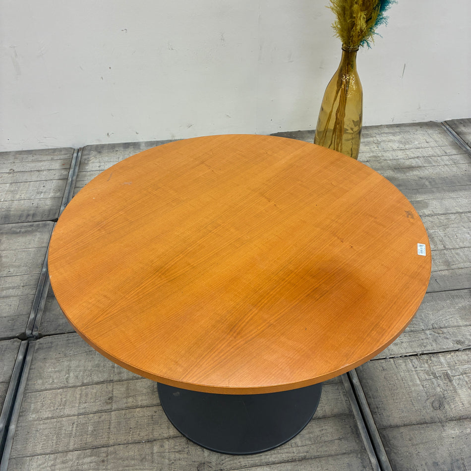 Esstisch Couchtisch Rund 100cm Holz Schwarz Metall Tellerfuß Tisch Gebraucht