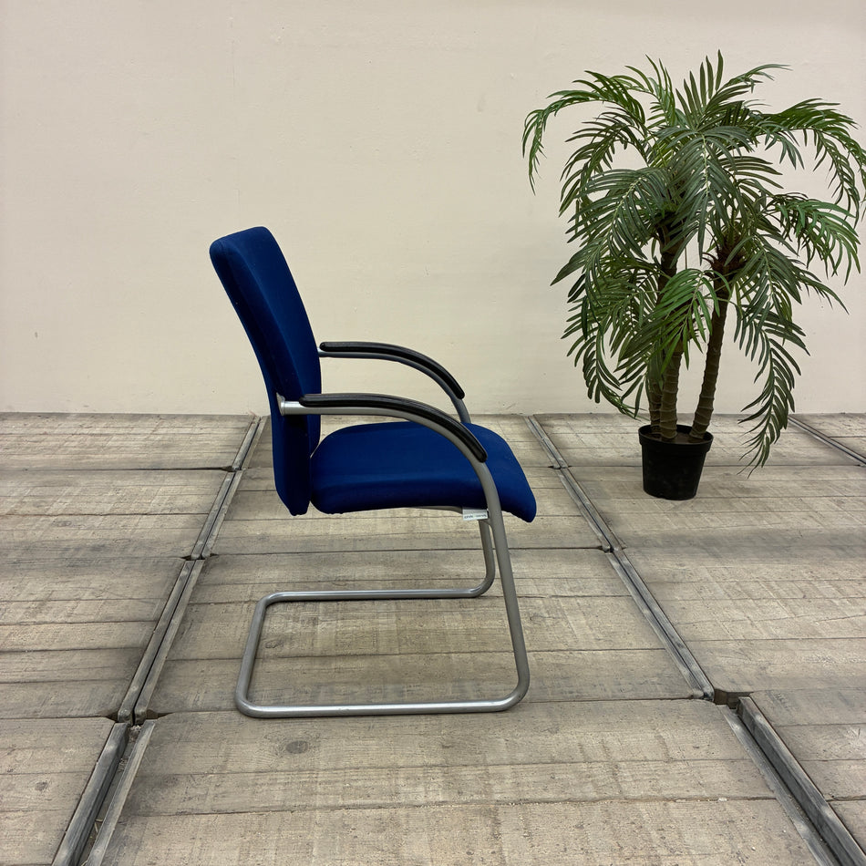 Rhode&Grahl Freischwinger Konferenzstuhl Stuhl Blau Chrom Gebraucht