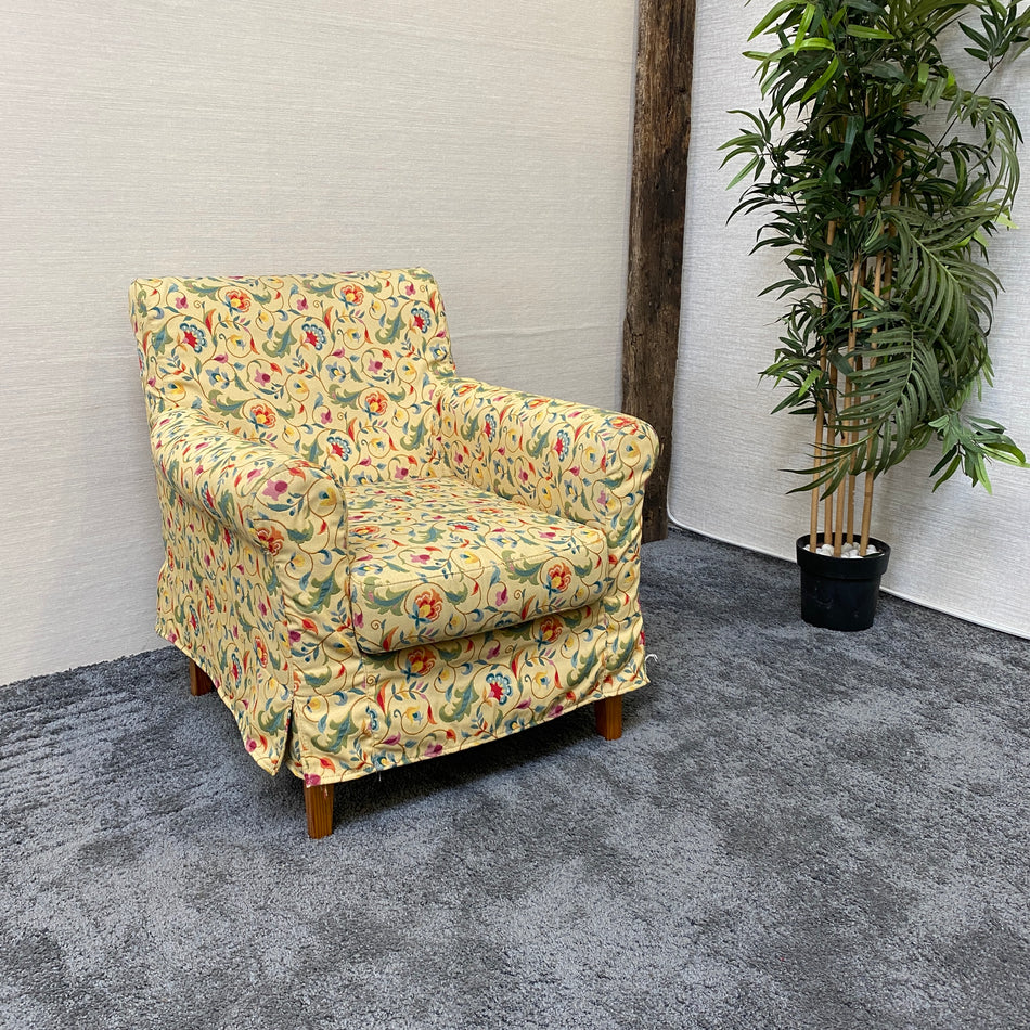 Gemütlicher Sessel mit abnehmbarem Bezug – florales Retro-Design – gebraucht