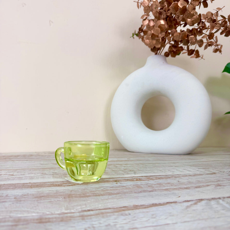 Kerzenhalter Grün 8cm Tassenform Glas Kerzenständer Deko