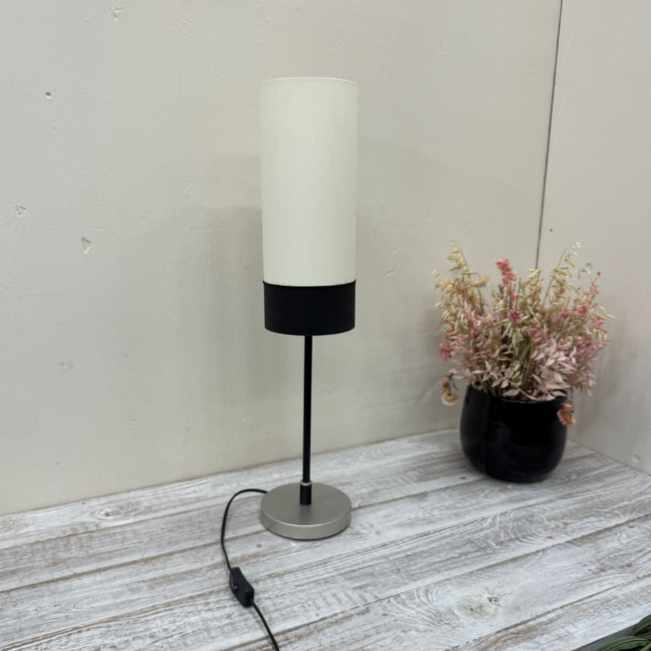 Tischlampe Beige Braungrau Schwarz Stoffschirm Lampe Gebraucht
