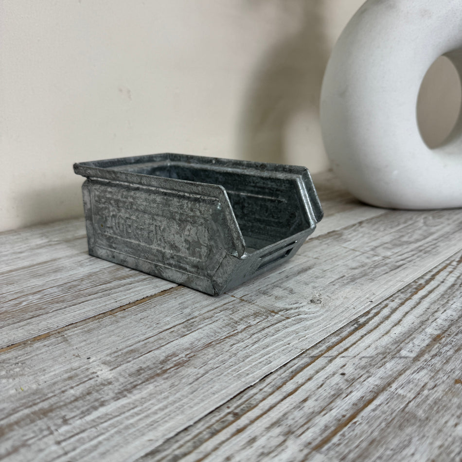Storage Box Lager-Fix Clear-Front Storage Bin Galvanized Metal Stackable Vintage Industrial Used