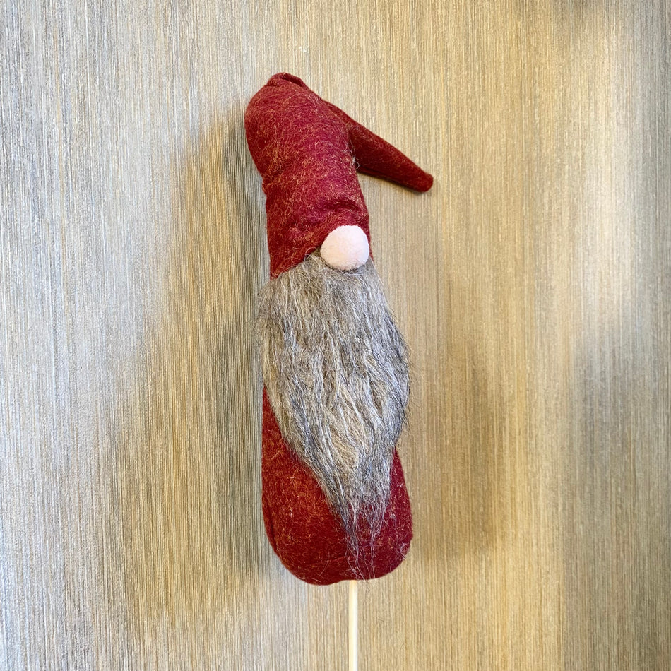 Zwerg am Stock Stoff Figur rot Deko 95cm