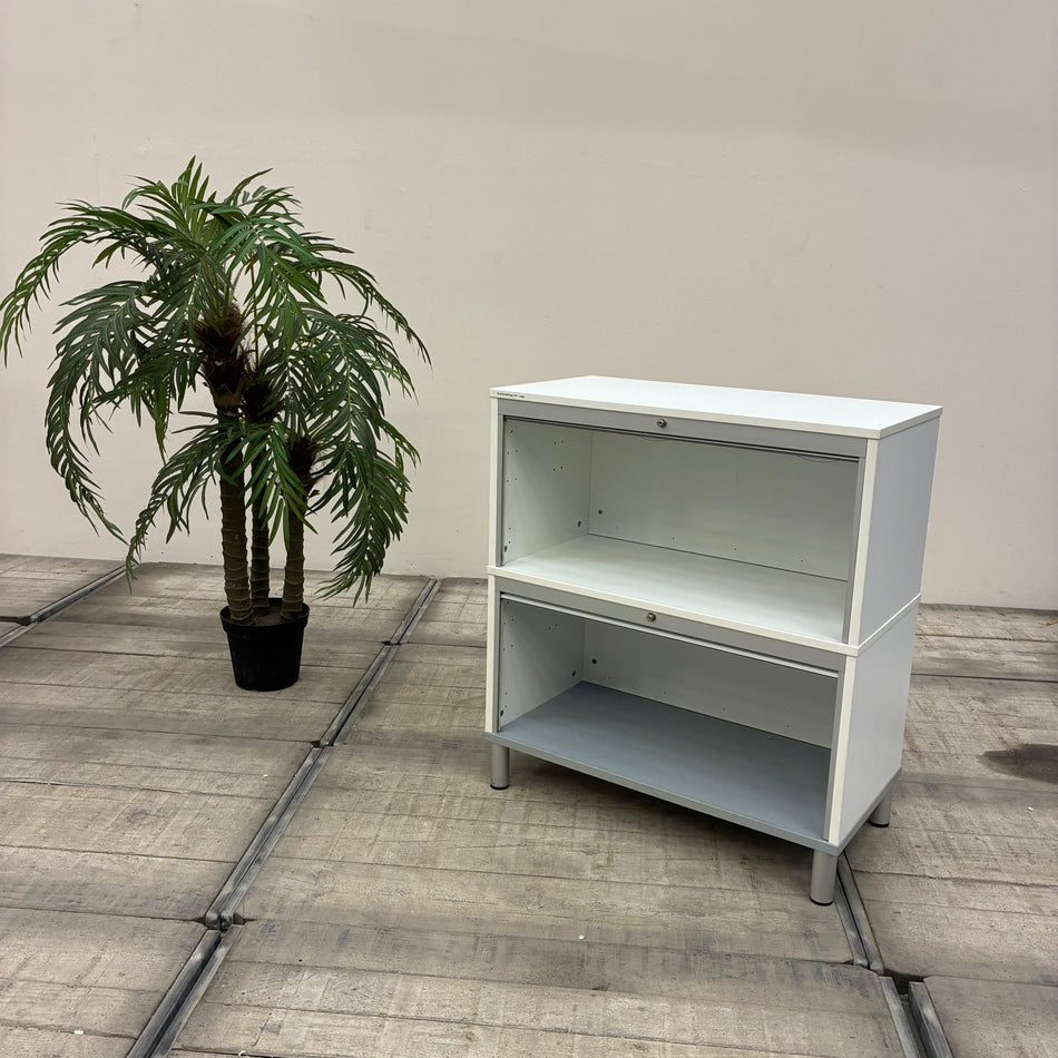 IKEA Effektiv Aktenschrank 2 Fächer Rollladenschrank Weiß Silber Schrank Gebraucht