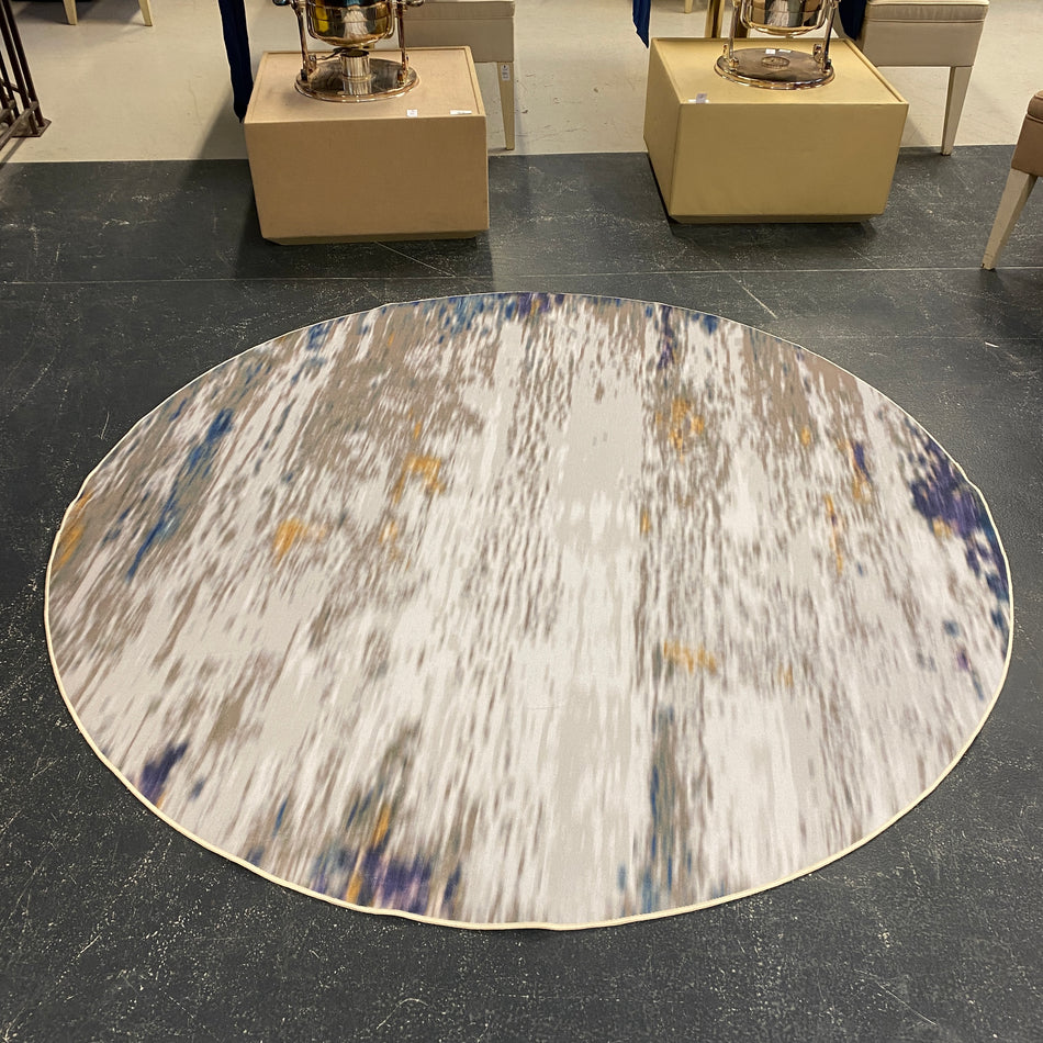 Teppich neu grau rund Niederflor abstrakt gestreift 200cm