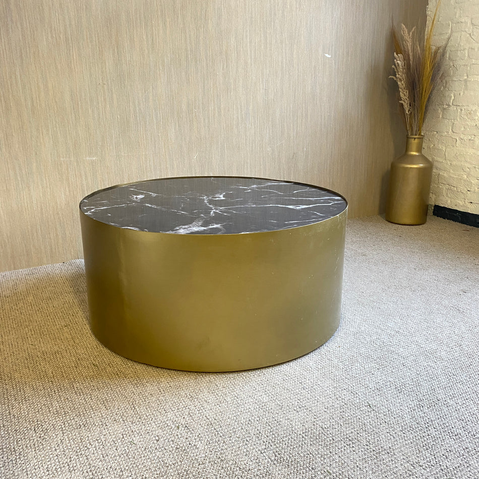 Couchtisch Mizza gold Marmoroptik 90cm Tisch