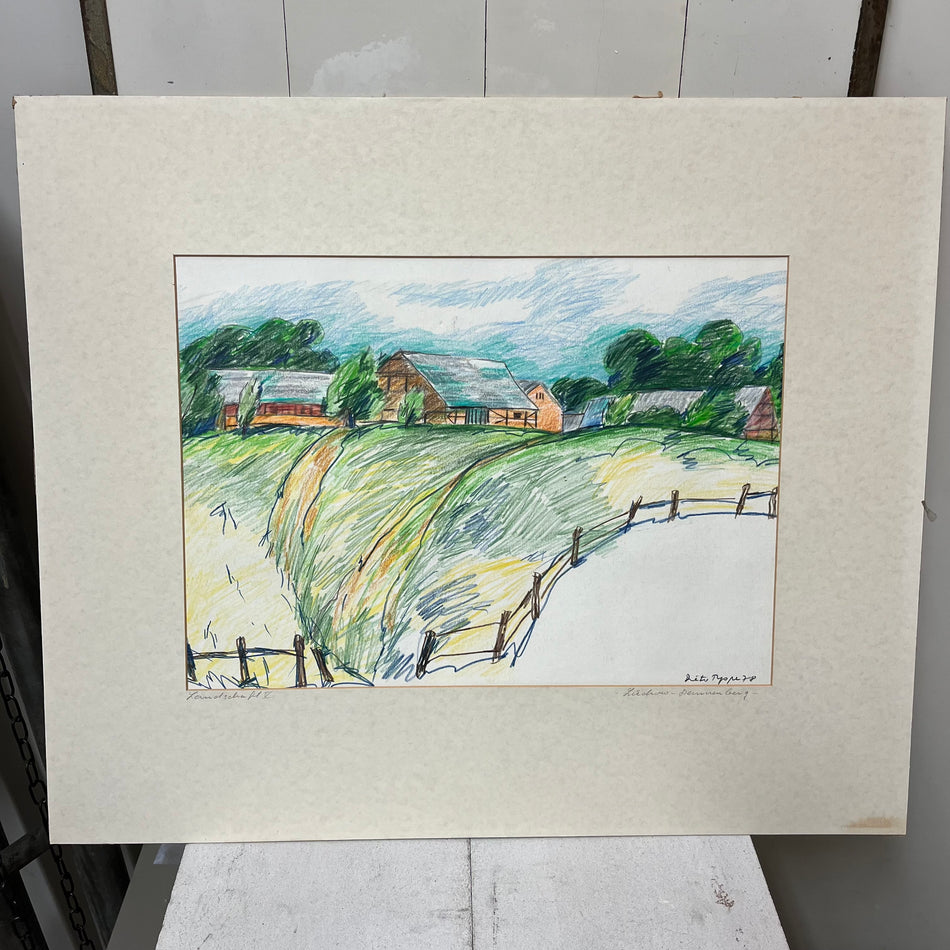 Druckgrafik im Passepartout „Landschaft V“