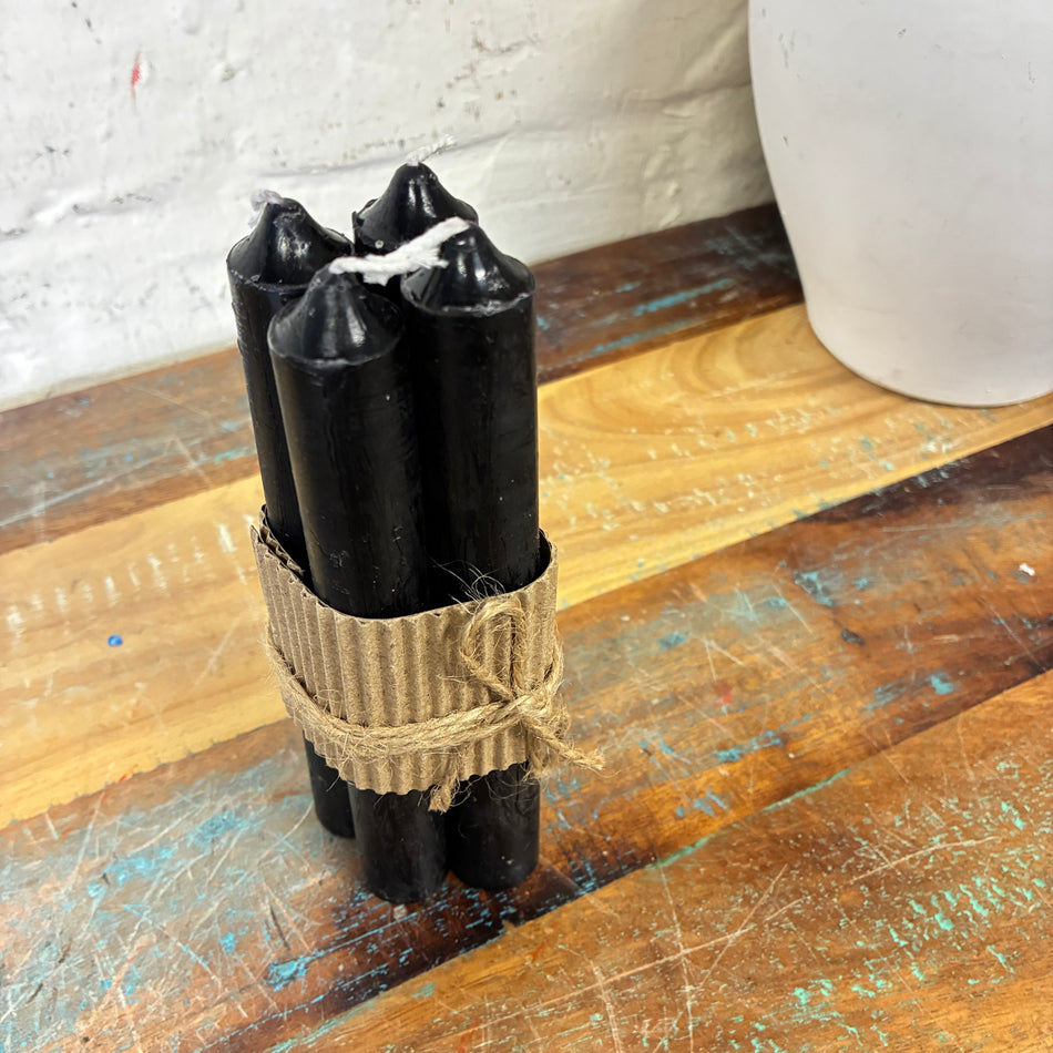 Kerze Crown schwarz Set mit 4 Stück 16cm