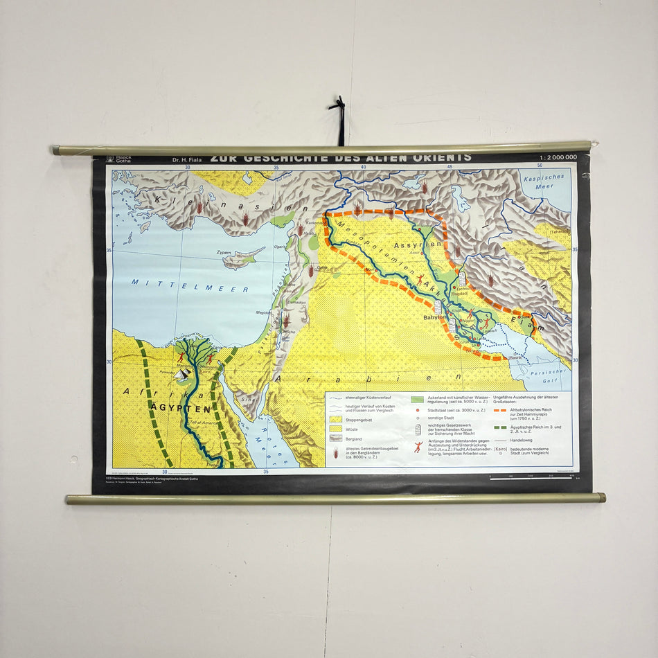 Vintage Schulkarte – Der Alte Orient – Geschichts-Lehrtafel Rollbild Wanddeko