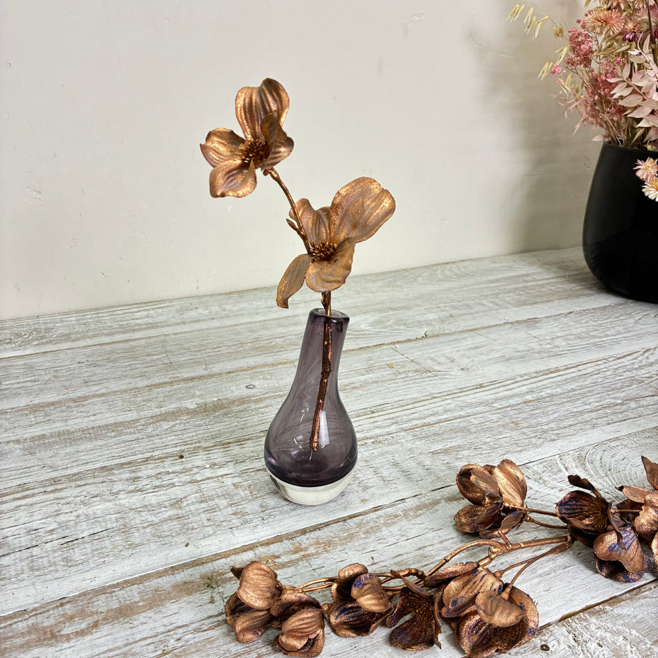 Kleine Glasvase Tropfenvase Flaschenform Rauchglas Lila Vase Gebraucht