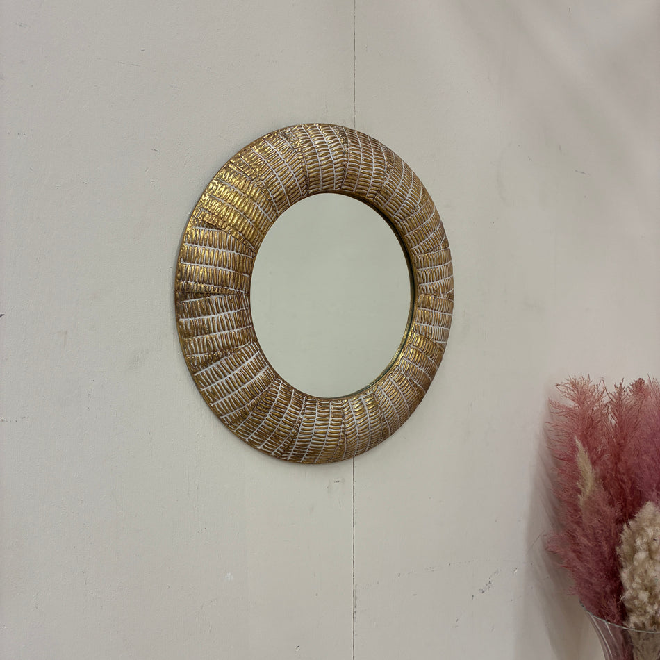 Round metal wall mirror 58cm gold mirror