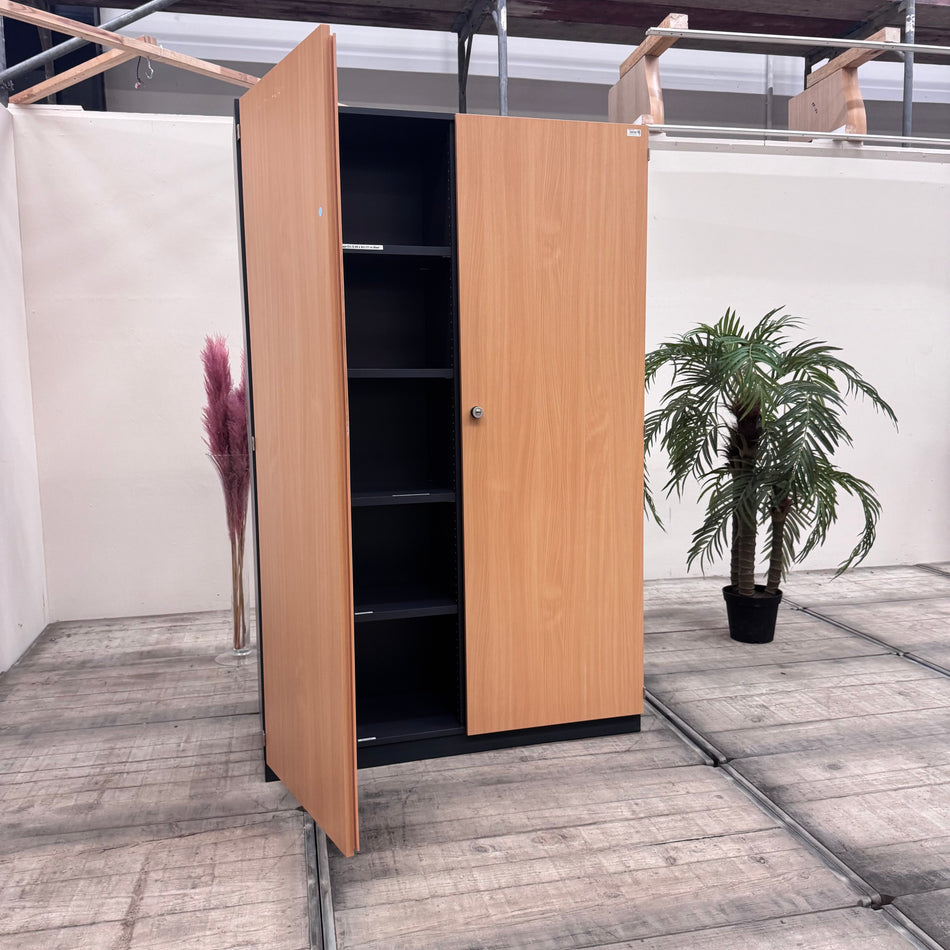 Büroschrank Aktenschrank Holz Braun Schwarz Lagerschrank Schrank Gebraucht