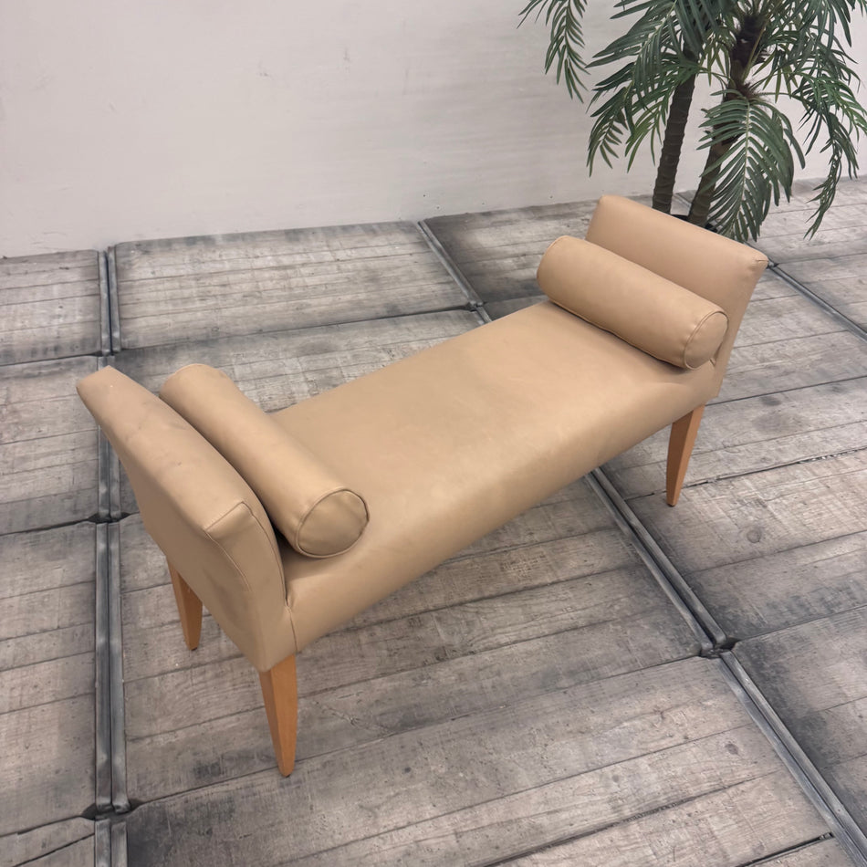 Vintage Möbelstück Exklusive Design-Sitzbank mit Nackenrollen Hochwertige Bank aus Villen-Bestand gebraucht