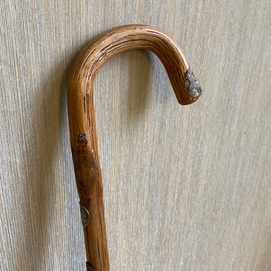 Gehstock antik braun Holz Stocknägel Wanderstock