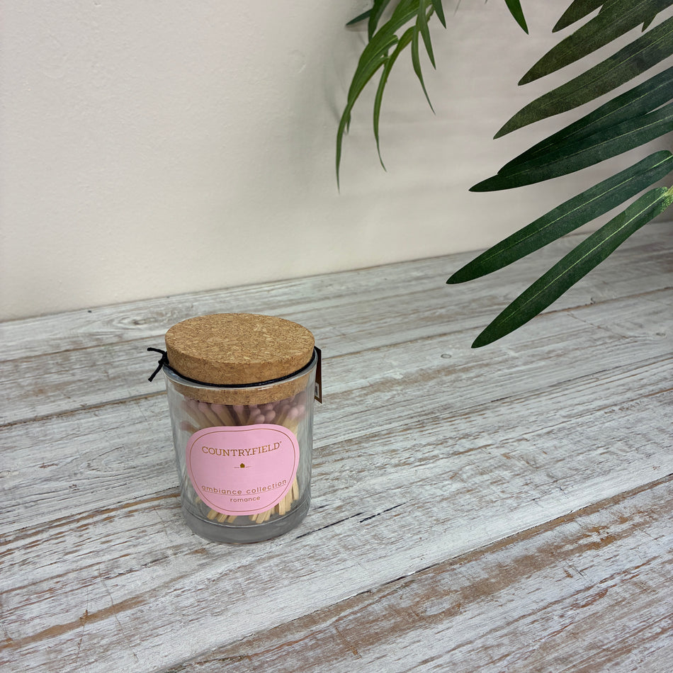 Countryfield Glas mit rosa Streichhölzern Kork Urban Deko