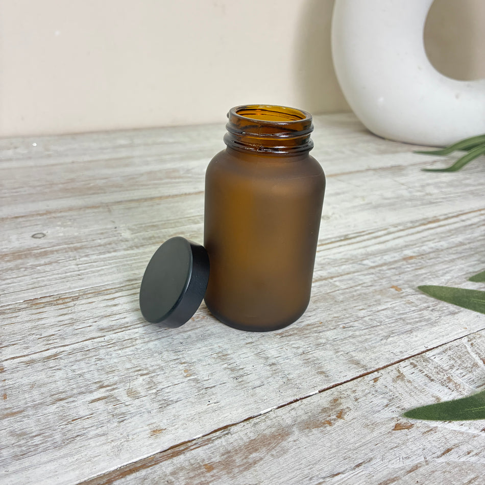 Glasflasche Braunglas 120ml Matt Glas Schraubverschluss Deko