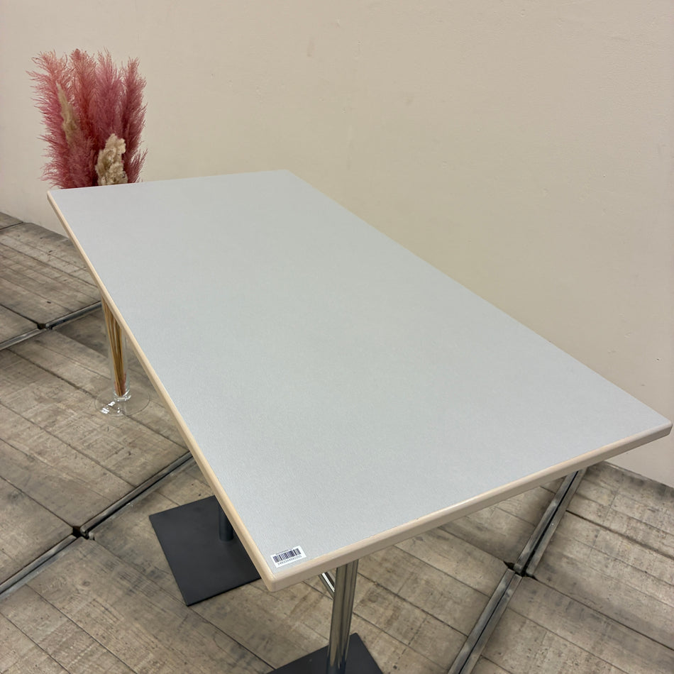 Stehtisch Rechteckig Lichtgrau Chrom Plattenfuß Büro Tisch Gebraucht