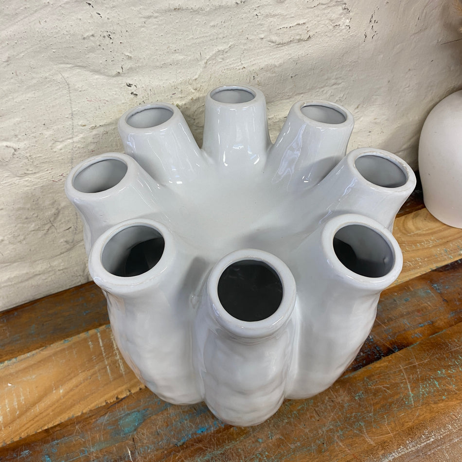 Luna Tube Vase weiß Keramik Deko Blumenvase 30cm