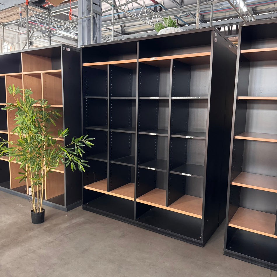Großes Büroregal Fächerregal Schwarz Buche Holz 6x4 Regal Gebraucht