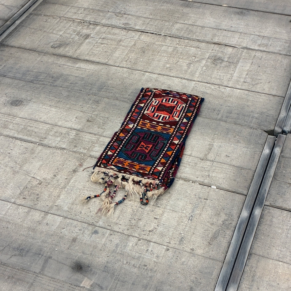 Oriental runner, bridge, wall hanging, small rug, colorful, carpet, used