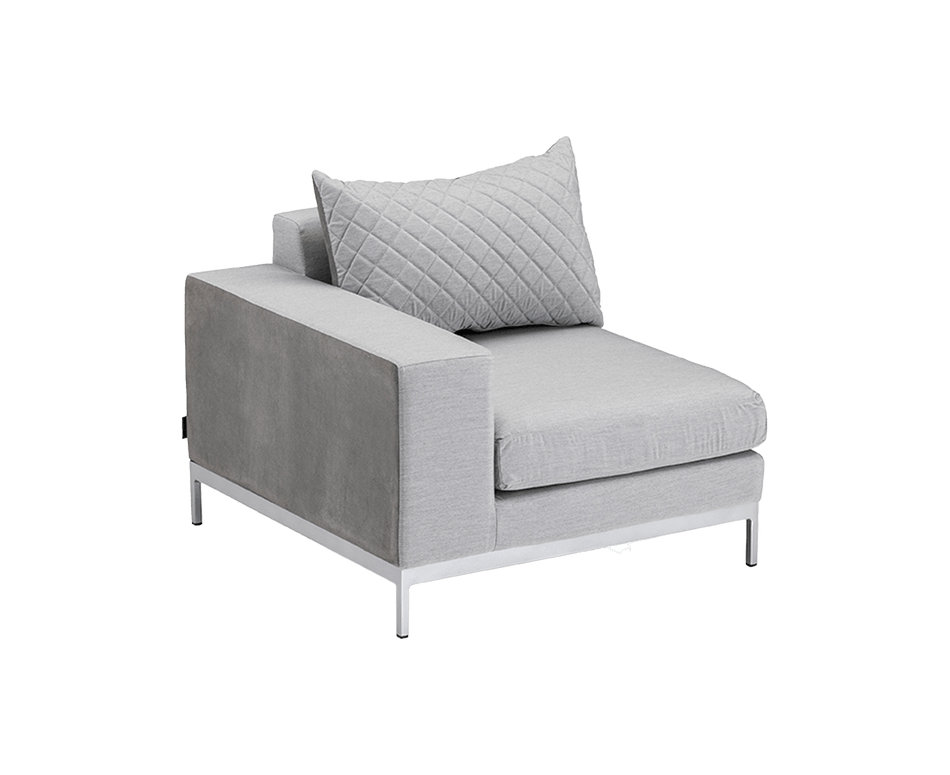 Kettler Ego Modular Endteil Links Silber / Hellgrau Sunbrella