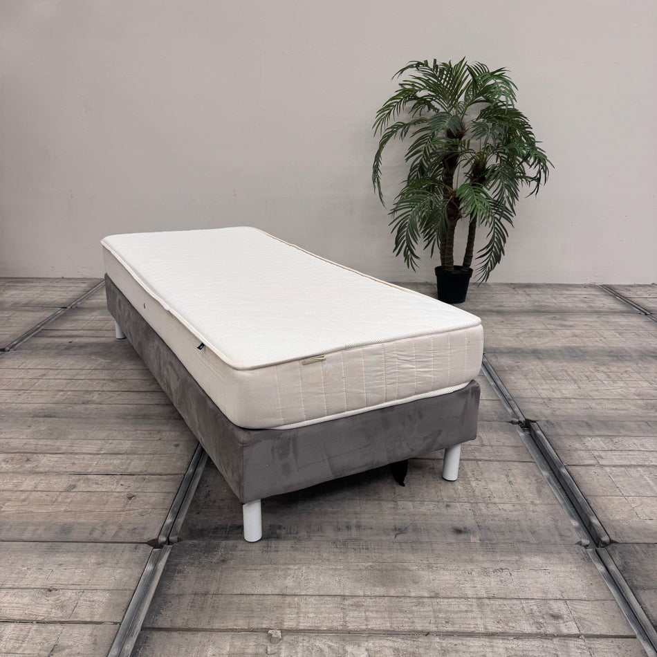 Boxspringbett grau 80x200 inkl Matratze Velours Einzelbett Bett gebraucht