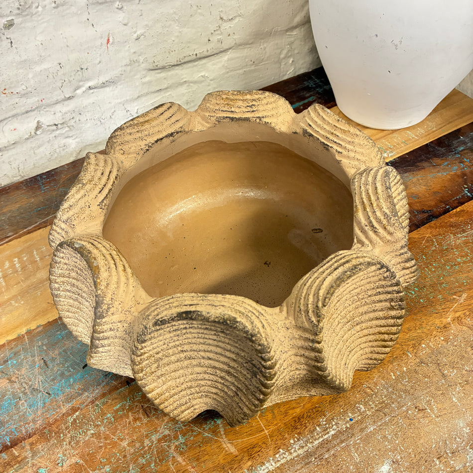 PTMD Blumentopf Waxy braun Zement 25cm