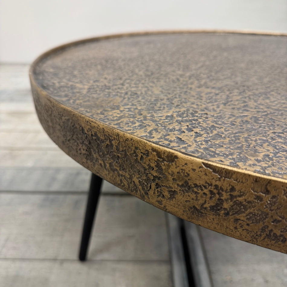 Couchtisch Rund Golden Metall Tisch Antik Look 74cm