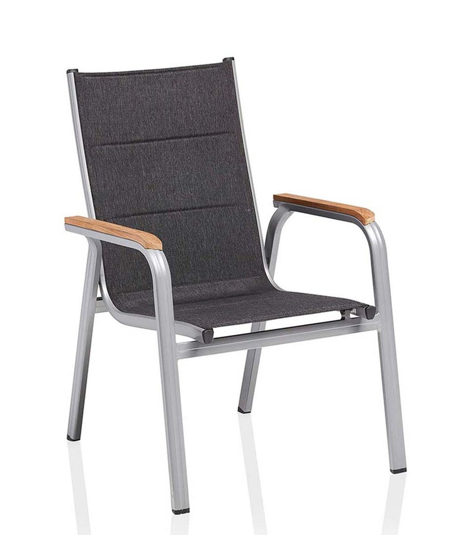 Kettler Granada Padded Stapelsessel Silber / Anthrazit Outdoor Stuhl