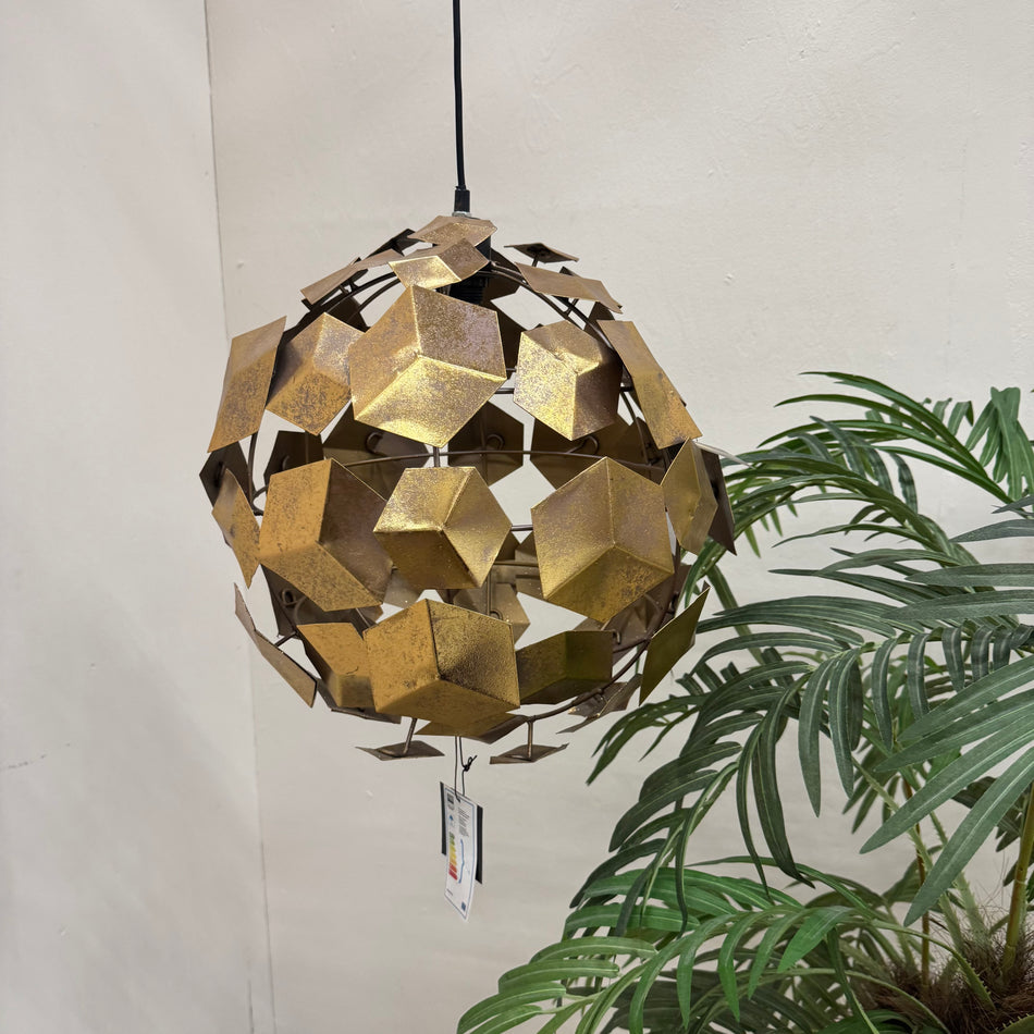 PTMD Wudy Design Pendelleuchte Gold Kugel Würfel Deckenlampe Lampe