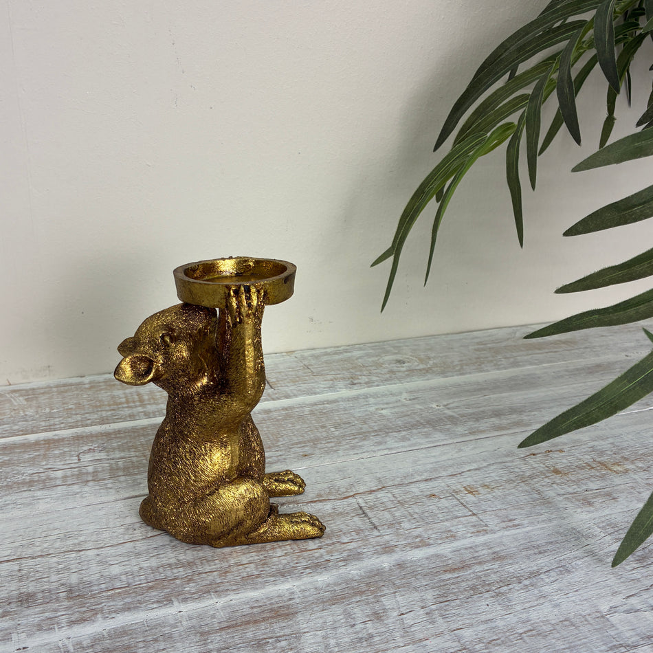 PTMD Miro Kerzenhalter Gold Maus Deko Kerzenständer Vintage