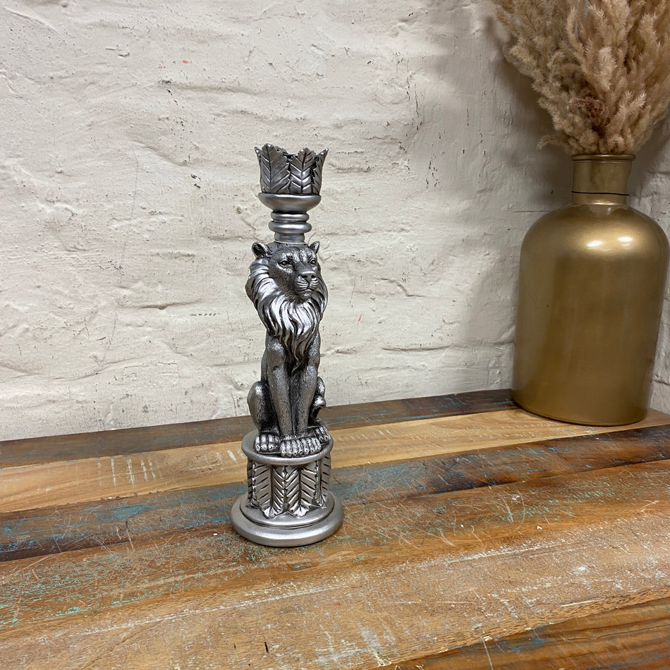 Kerzenständer Löwe silber Deko Kerzenhalter